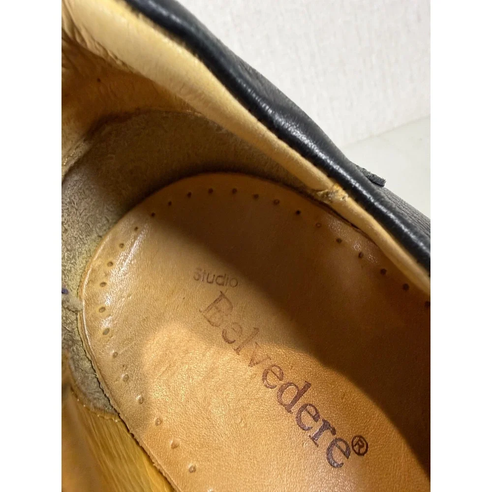 Belvedere Baybridge Men's Black Oxfords Dress Shoes Split Toe Leather Size 9.5M‎